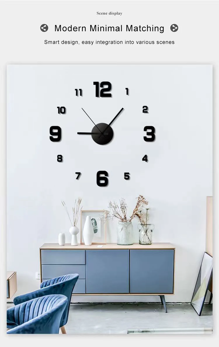 3d Wall Clock Luminous Frameless Wall Clocks Wall Stickers Silent Clock For Home Living Room