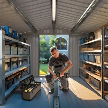 9.3x13.5 FT Qutdoor Storage Shed, Metal Garden Shed with Updated Frame Structure, ToolSheds for Backyard Garden Patio Lawn,White 5