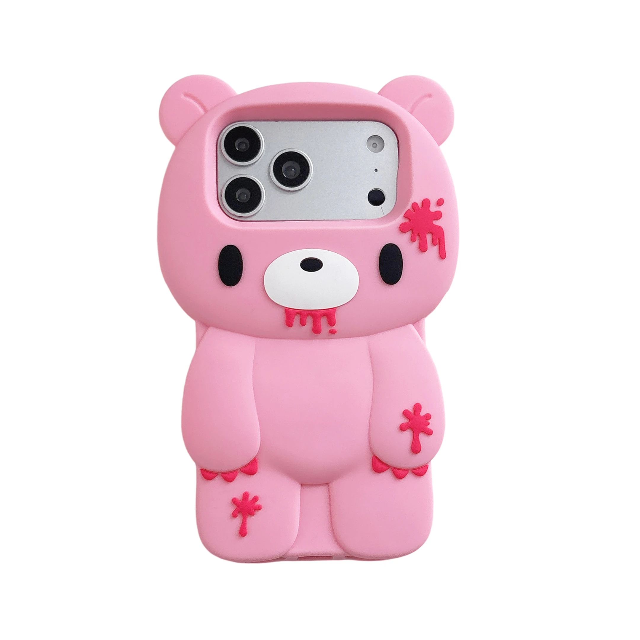 3D Cartoon Cute Blue Bloody Bear Soft Silicone Phone Case