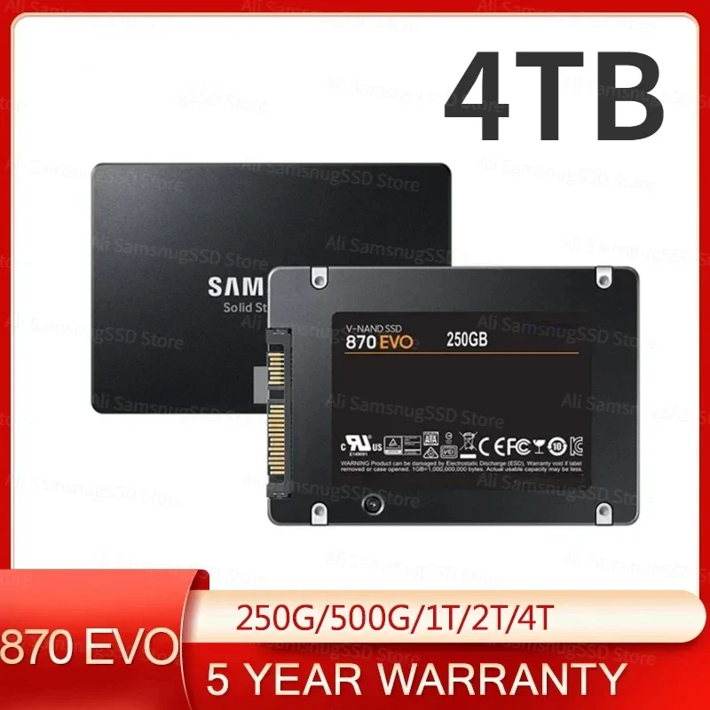 

SSD 870 EVO 4TB Internal Solid State Disk HDD Hard Drive SATA III 2.5 Inch 1TB 2TB Intelligent Turbo Write Magician 6 MLC PC
