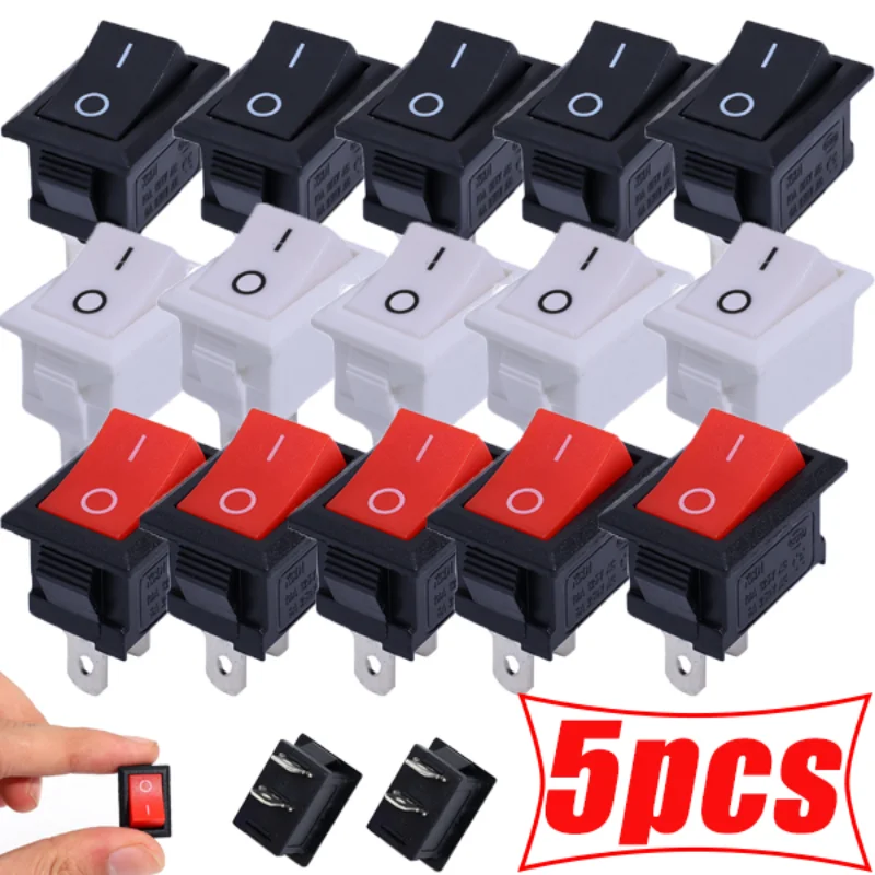 

5/10Pcs 2Pin Mini Push Button Switch10x15mm SPST 3A 250V KCD11 Snap-in on/Off Boat Motor Rocker Switch10MM*15MM Black Red White