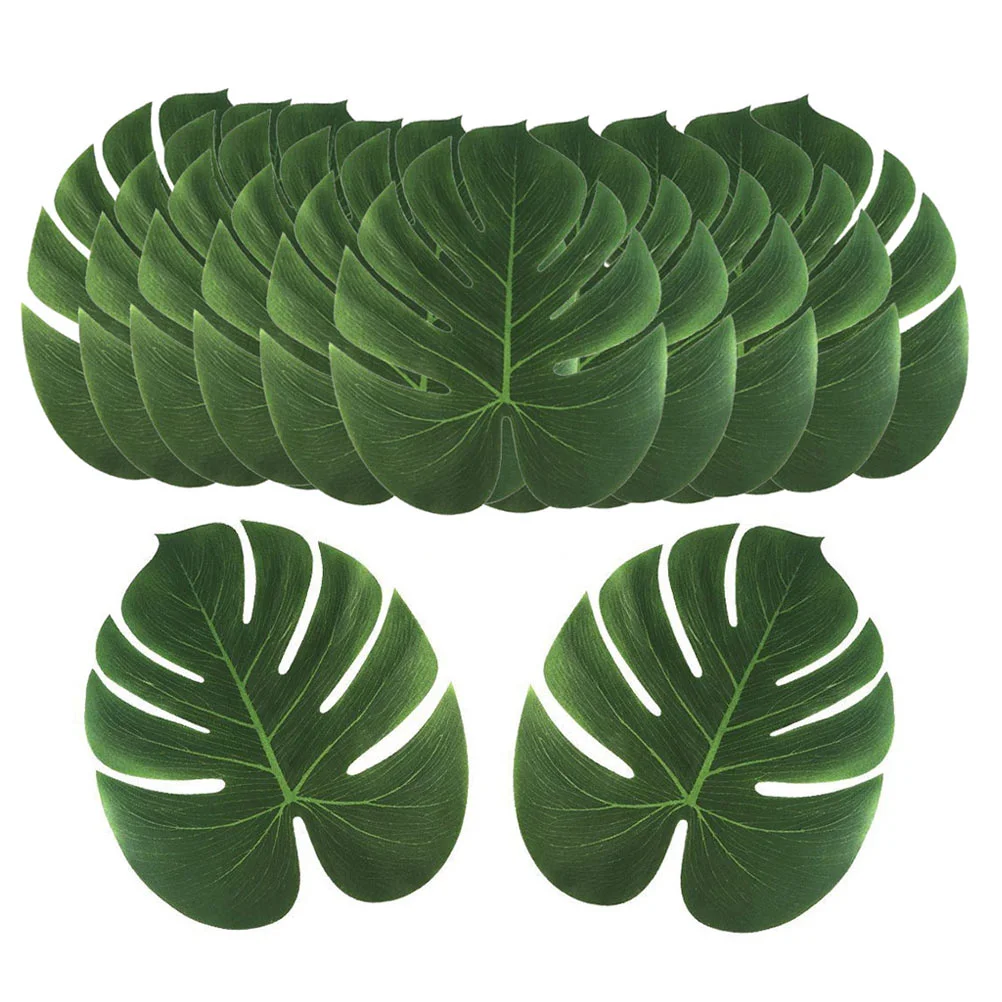 

12 Pcs Turtle Leaf Table Runner Hawaiian Decor Wedding Decorations Fake Monstera Leaves