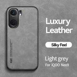 Magnetic Matte Leather Shockproof Case with Camera Protection - Vivo Iqoo Neo11 (Light Grey)