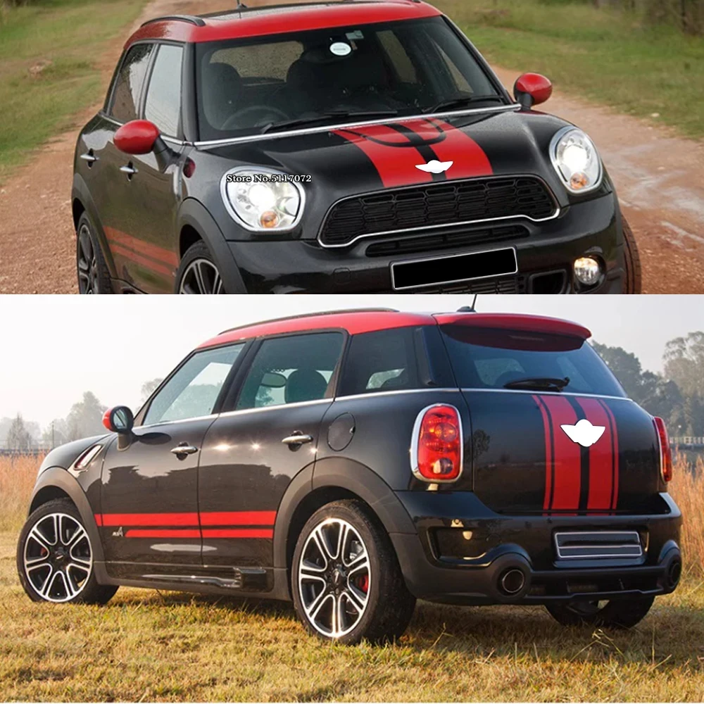 

For Mini S R60 Jcw Countryman R60 Car Hood Engine Trunk Body Side Skirt Stripes Decals Stickers Decoration Accessories