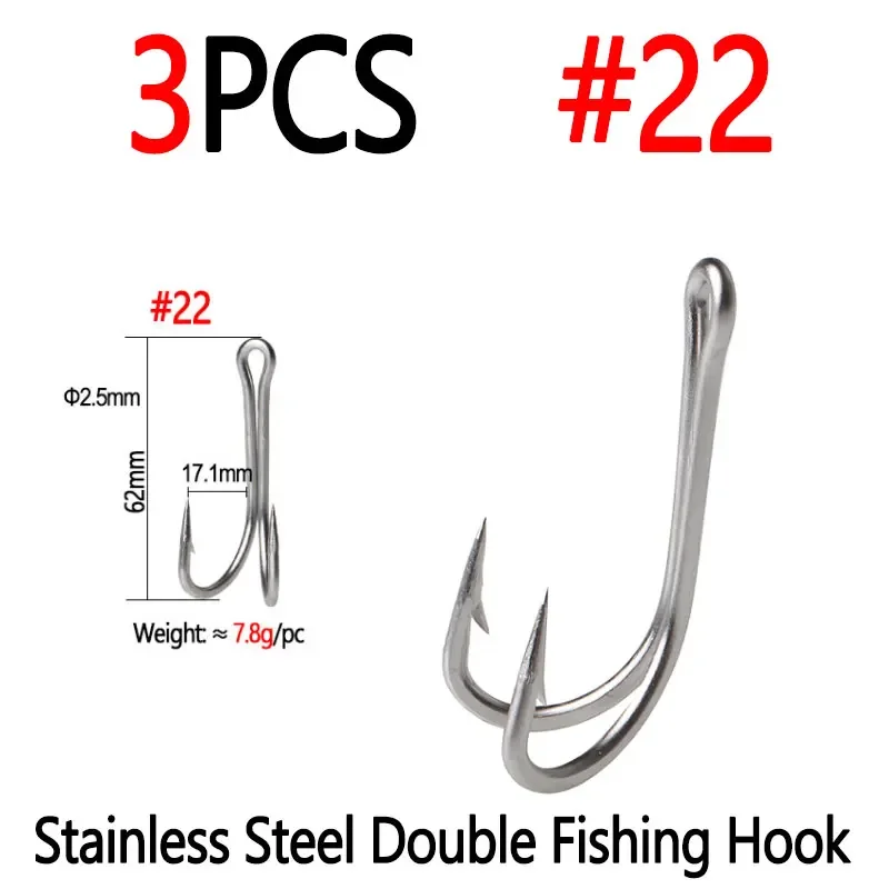 Bimoo Heavy-duty Stainless Steel Fishing Double Hook Crank Barbed Jig Duple  Hook Saltwater Fishing Soft Lure Fish Accessories - AliExpress