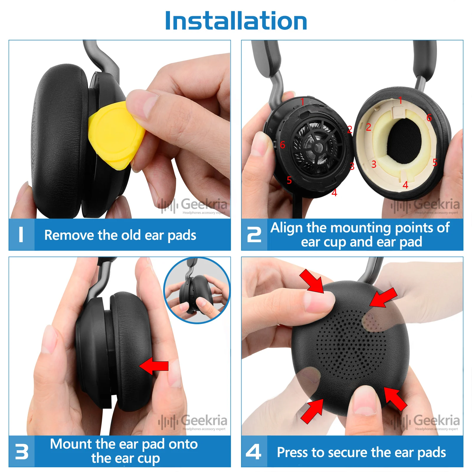 Geekria QuickFit Replacement Ear Pads for Jabra Evolve2 65 UC