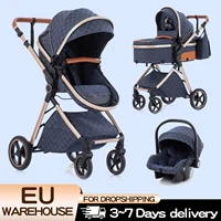 Poussette de luxe 3 en 1 pour bébé, landau Portable pliable, voiture de paysage haut pour nouveau-né, poignée réglable, voyage 1