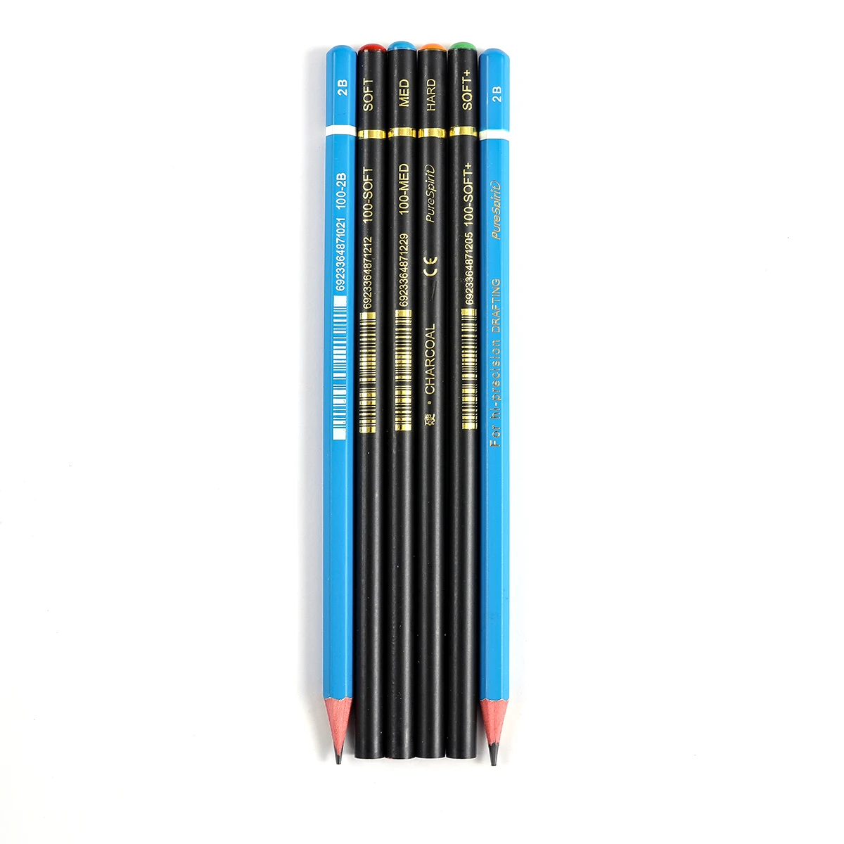 Professional Charcoal Pencils Set Drawing Soft Medium Hard and 2B Charcoal Pencils 6PCS For Drawing Sketching Shading