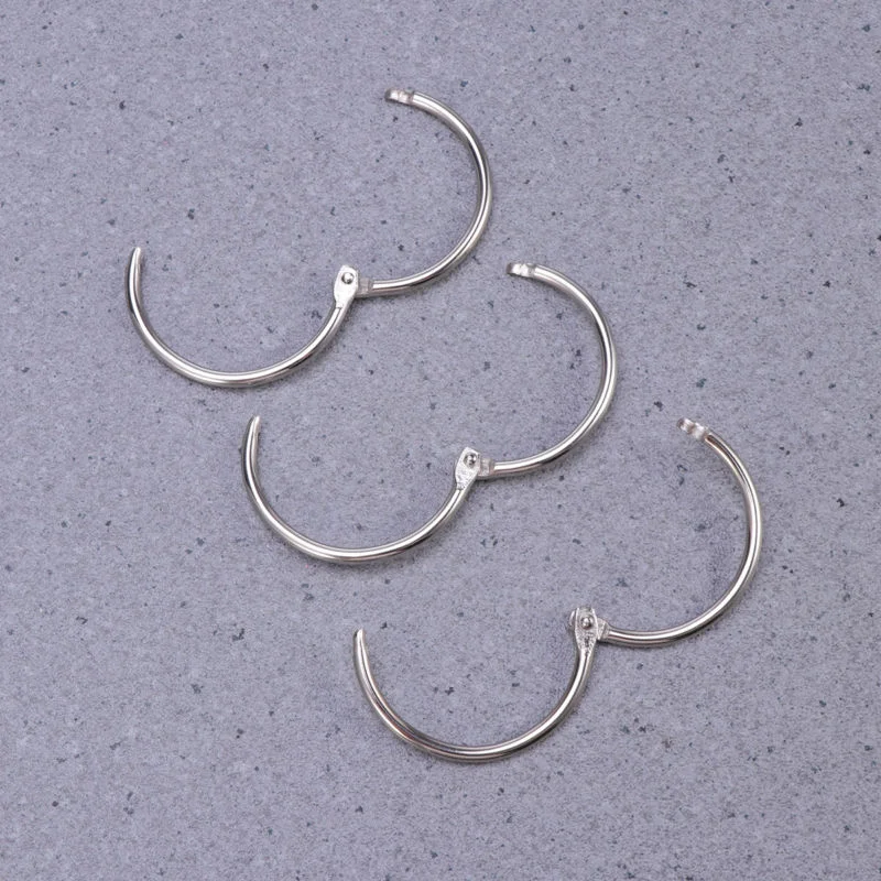 10Pcs Silver Metal Loose Leaf Binder Rings Book Rings Keychain Flash Cards Holder Scrapbook Clip Photo File Office