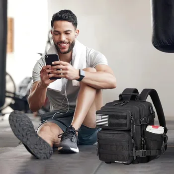 15L Mini Tactical Backpack Small Tactical Backpack for Men and Women, Military Backpack for Gym, Hiking, Daily (Black-15L) 6