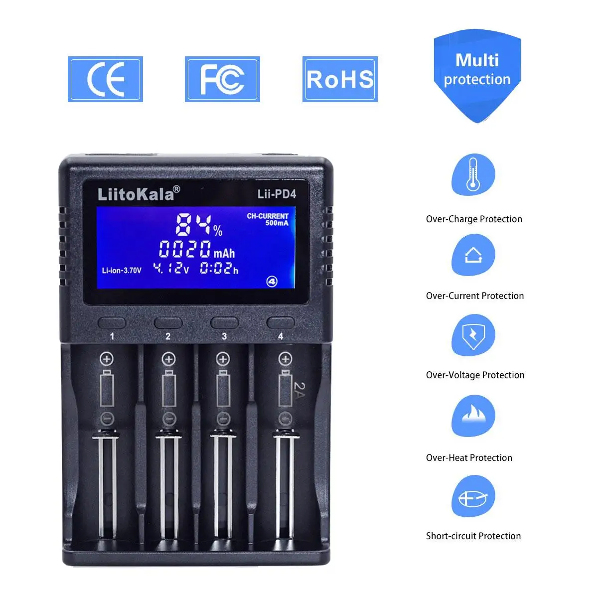 

Зарядное устройство для аккумуляторов Lii-PD4, 2 а, с ЖК-дисплеем