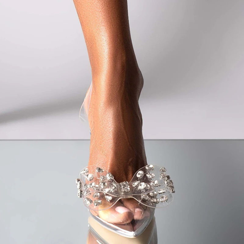 

Новинка лета 2023, женские сандалии из ПВХ, модные блестящие туфли-лодочки на высоком каблуке во французском стиле с острым носком для женщин