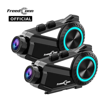 Freedconn R3 Pro Motorcycle Helmet Headset Group Intercom Dash Cam Motor Auto DVR WiFi App 1440P 8 Riders 800M Music Share FM 1