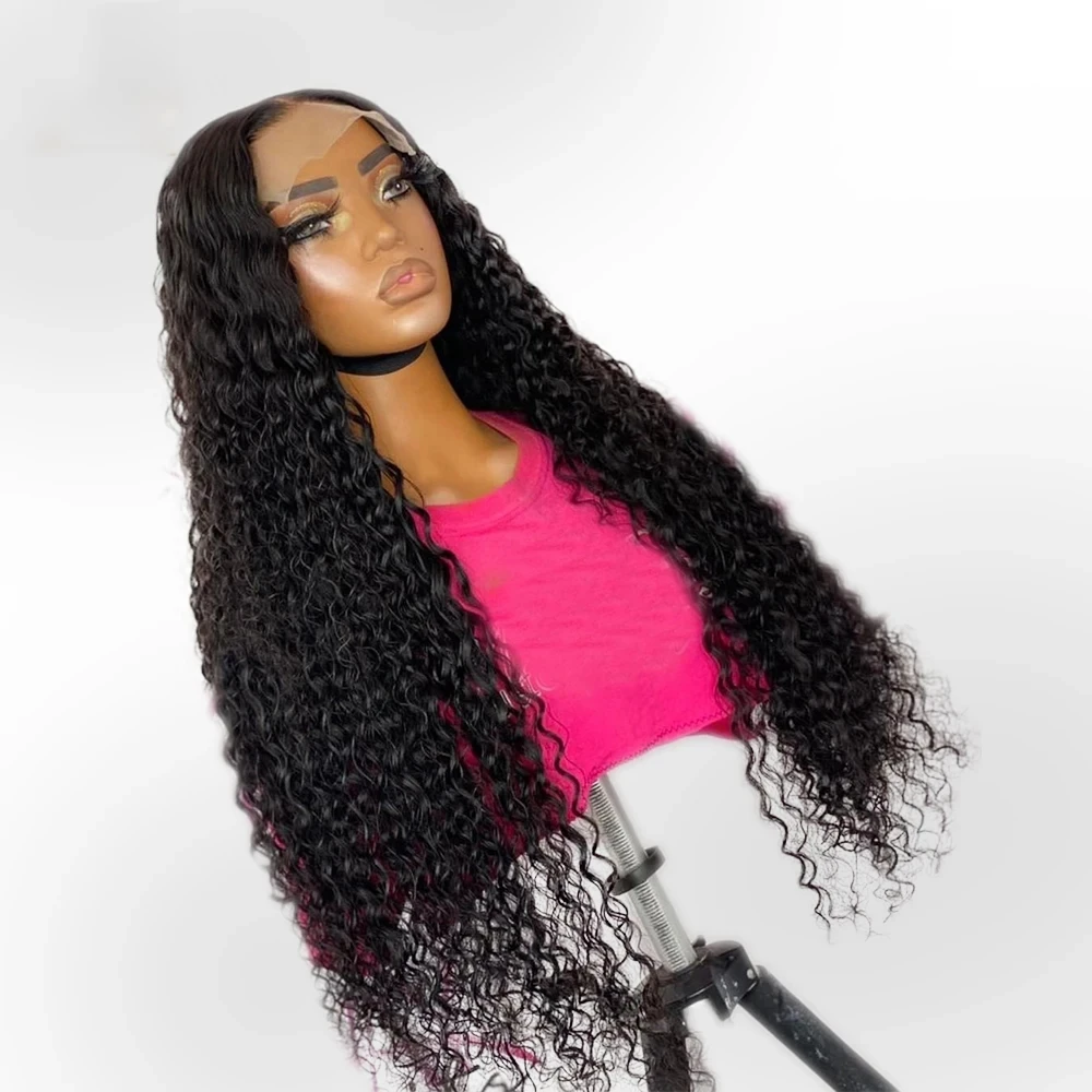 

1B Color Black 26”Long Preplucked Glueless Kinky Curly Lace Front Wig For Black Women With Baby Hair Daily