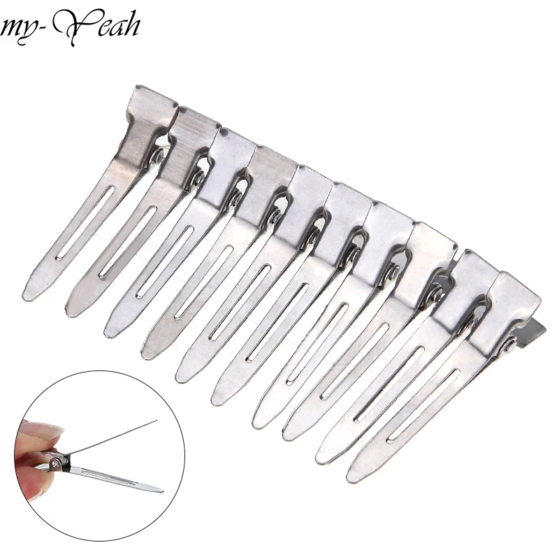 

Over 50pcs/Pack Hairdressing Salon Hair Tools Silver Flat Metal Single Prong Alligator Hair Clips Barrette DIY Hairpin Accessory