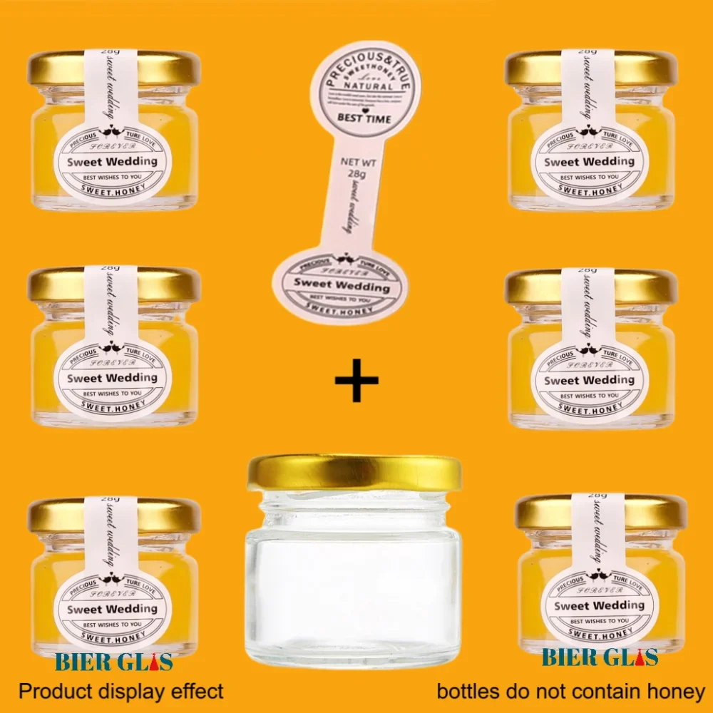 25ml Small Honey Jar Wedding Gift Guest Mini Glass Pot with Lid for Jam Label Sticker Bottles Container Storage Lots Wholesale 4