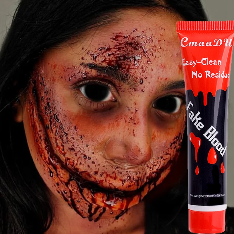 

Body Paint Fake Blood Simulation of Human Vampire Human Teeth Hematopoietic Props Scary Wounds Bruises Cosplay Halloween Make Up
