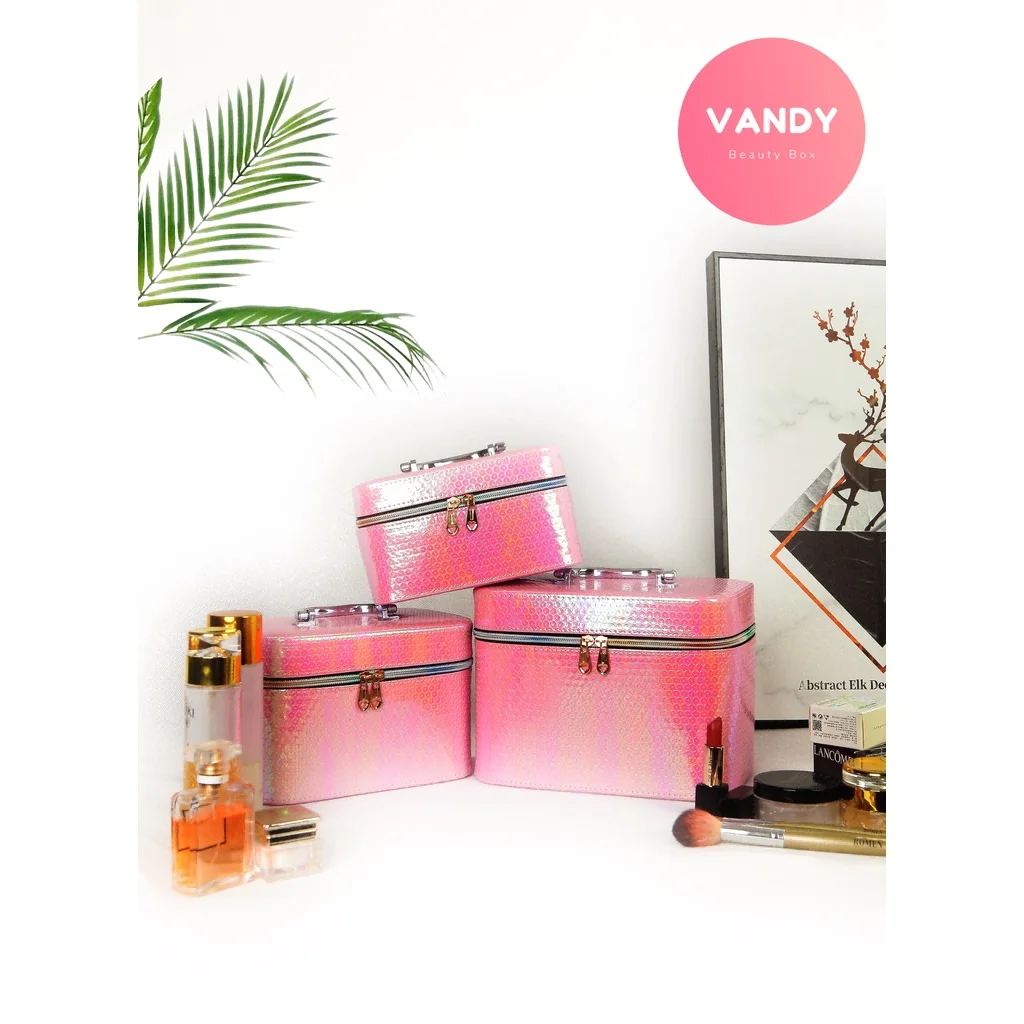 Vandy 2022 Pink Bright Leather Polka Dot Ladies Cosmetic Case bag for women girls makeup organizer Home Travel Must-Have Storage |