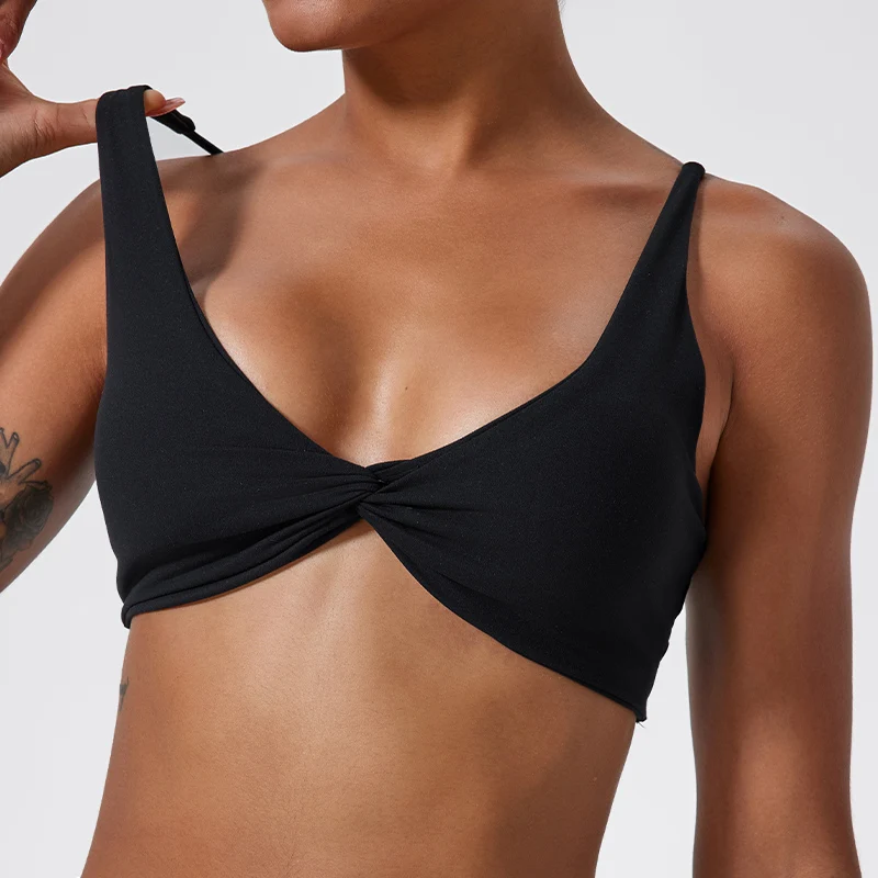 Enhanced Sports Bra Shockproof Push Up Quick-Dry Pleated Workout Top