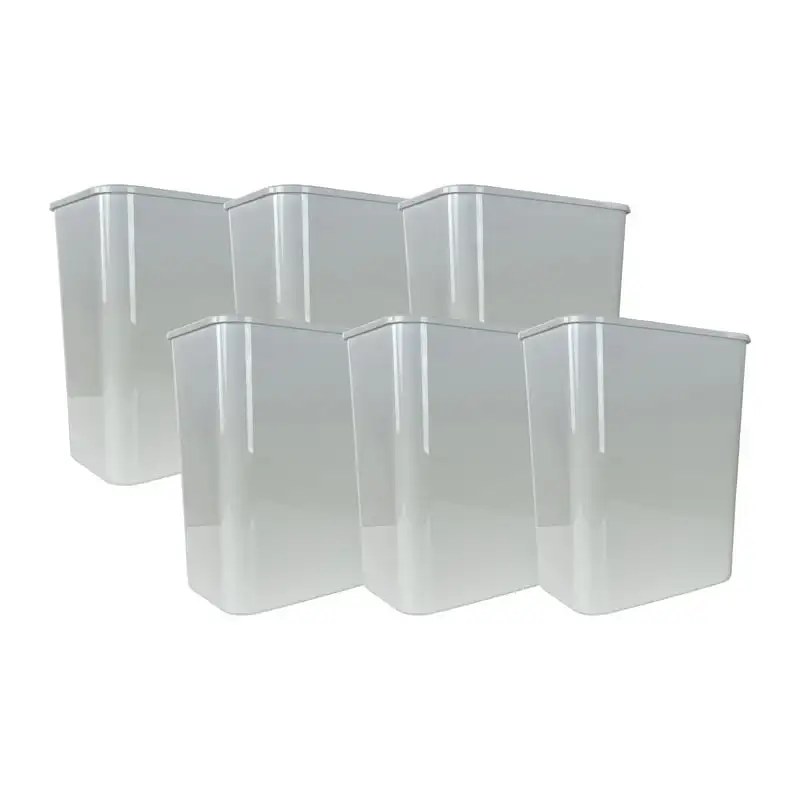 

gal Plastic Open Top Kitchen Trash Can, 6 Pack, White