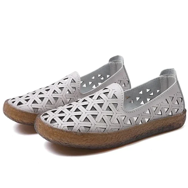 Summer Women Casual Shoes Leather Soft Loafers Female Ballet Flats Sneakers Cut Out Slip On Moccasins Breathable Ladies Footwear 5