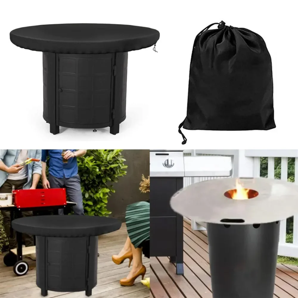 

Round Barbecue Cover 420D Fireproof Board Dustproof Protective Cover Outdoor Fire Pit Stove Waterproof UV Resistant Oven Cover