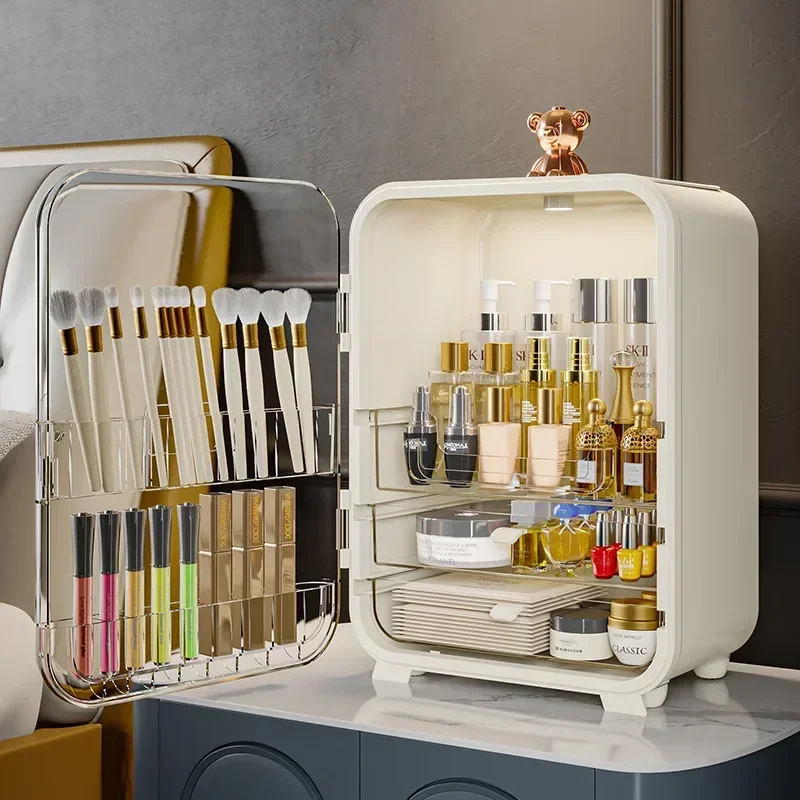 

Large-capacity Cosmetic Storage Box Makeup Storage LED Light Mirror Desktop Storage Lipstick Skin Care Product