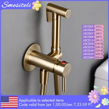 Bidet Sprayer ก๊อกน้ำร้อนและเย็นน้ำท่อห้องน้ำห้องครัว Smesiteli แปรงทองเหลืองมือถือติดผนังผสม 1