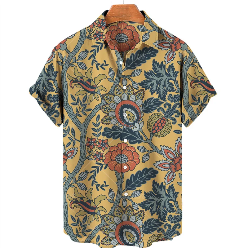 thumbnail image 1 of Camisas estampadas florales de moda para hombres, ropa con estampado 3D, camisas hawaianas de playa, blusas Y2K de manga corta, ropa vintage, blusa con solapa, 1 of 5