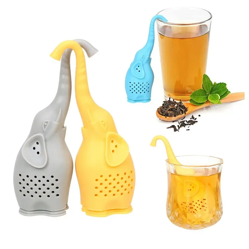 Animal Tea Infuser Cute Small Elephant Silicone Tea Strainer Coffee Loose Leaf Strainer Bag Filter Diffuser Coffee Accessori