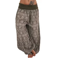 Pantalon imprimé géométrique décontracté pour femme, pantalon Haren, jambe large, confortable, personnalité 5