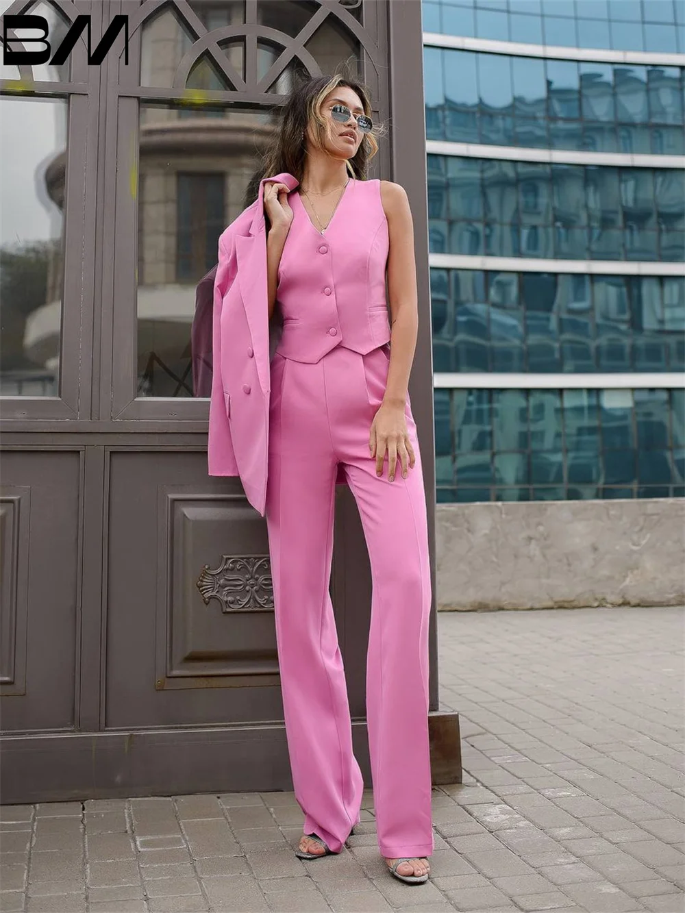 Formal Custom Colored Women's Spring New Fashion Professional Suit Matching Set Simple Casual Blazers Pants Female Clothing