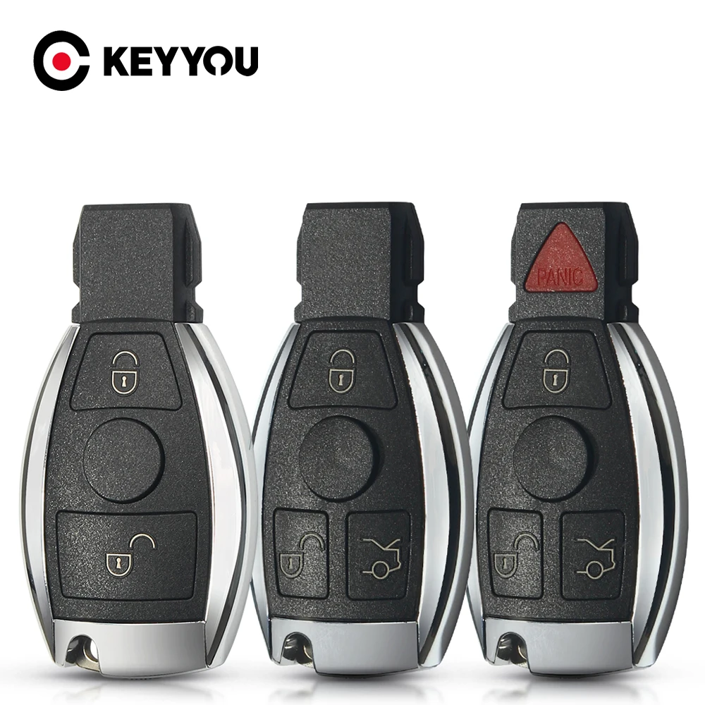 

KEYYOU 10PCS For Mercedes Benz Year 2000+ Supports Original NEC and BGA 2/3/4 Buttons Keyless Entry Remote Car Key