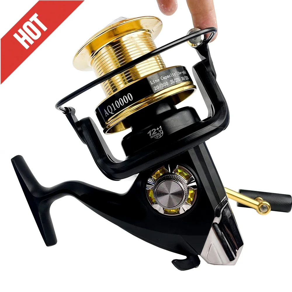 Ghotda Traina Surf Carp Feeder Mulinelli Da Pesca 8000 9000 10000 Full Metal Spool Reel 12 + 1Bb 15Kg Max Drag Potente Per Acqua Salata