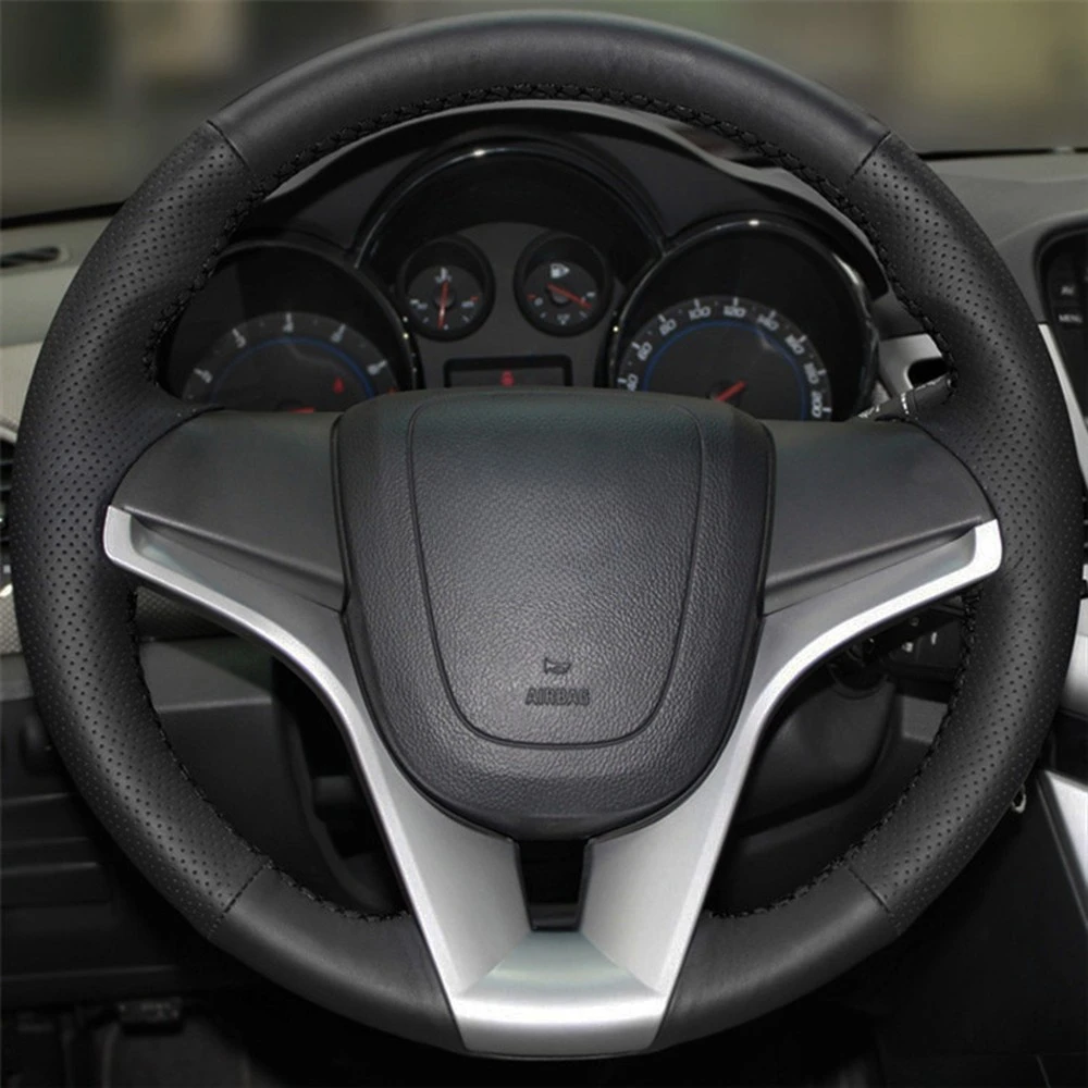 Steering Wheel Cover Black Hand-Stitched Soft Artificial Leather For Chevrolet Cruze 2009-2014 Aveo 2011-2014 Holden Cruze2010