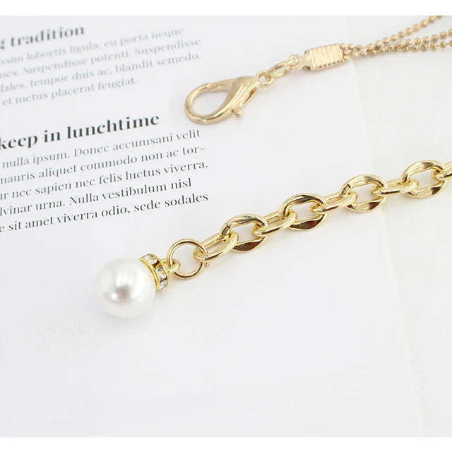Longita Pearl Chain Belt For Women - Gold Metal Waist Belt With Pearls, Plus Size, 43.3 Inch