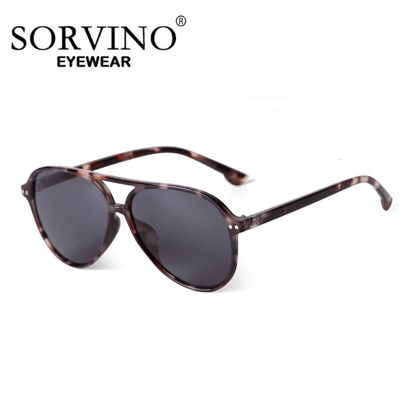 Classic Pilot Sunglasses Gradient Leopard Brown Vintage