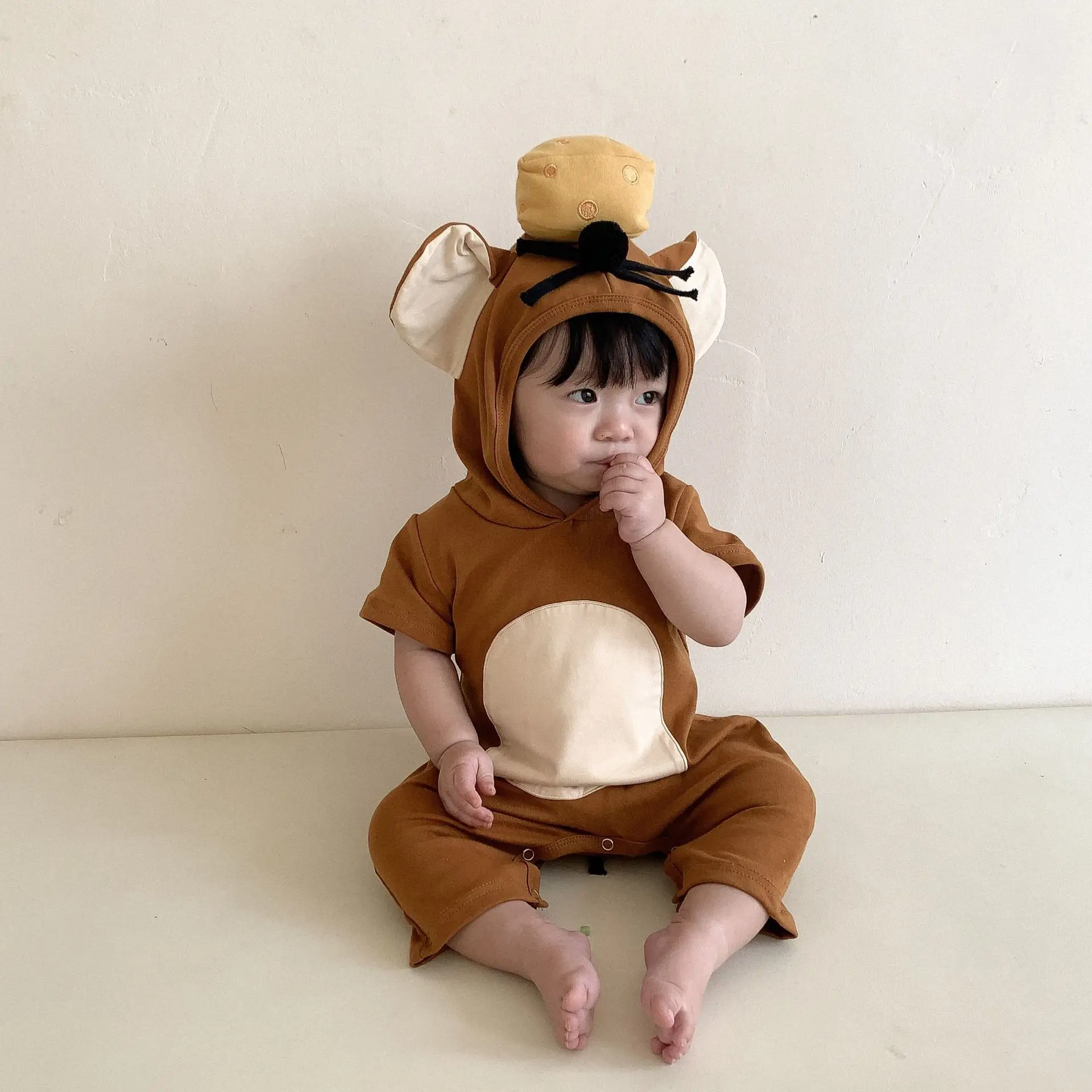 

2022 Summer New Baby Cartoon Mouse Romper Toddler Infant Short Sleeve Jumpsuit Cute Boys Girls Romper Baby Mouse Clothes 0-24M