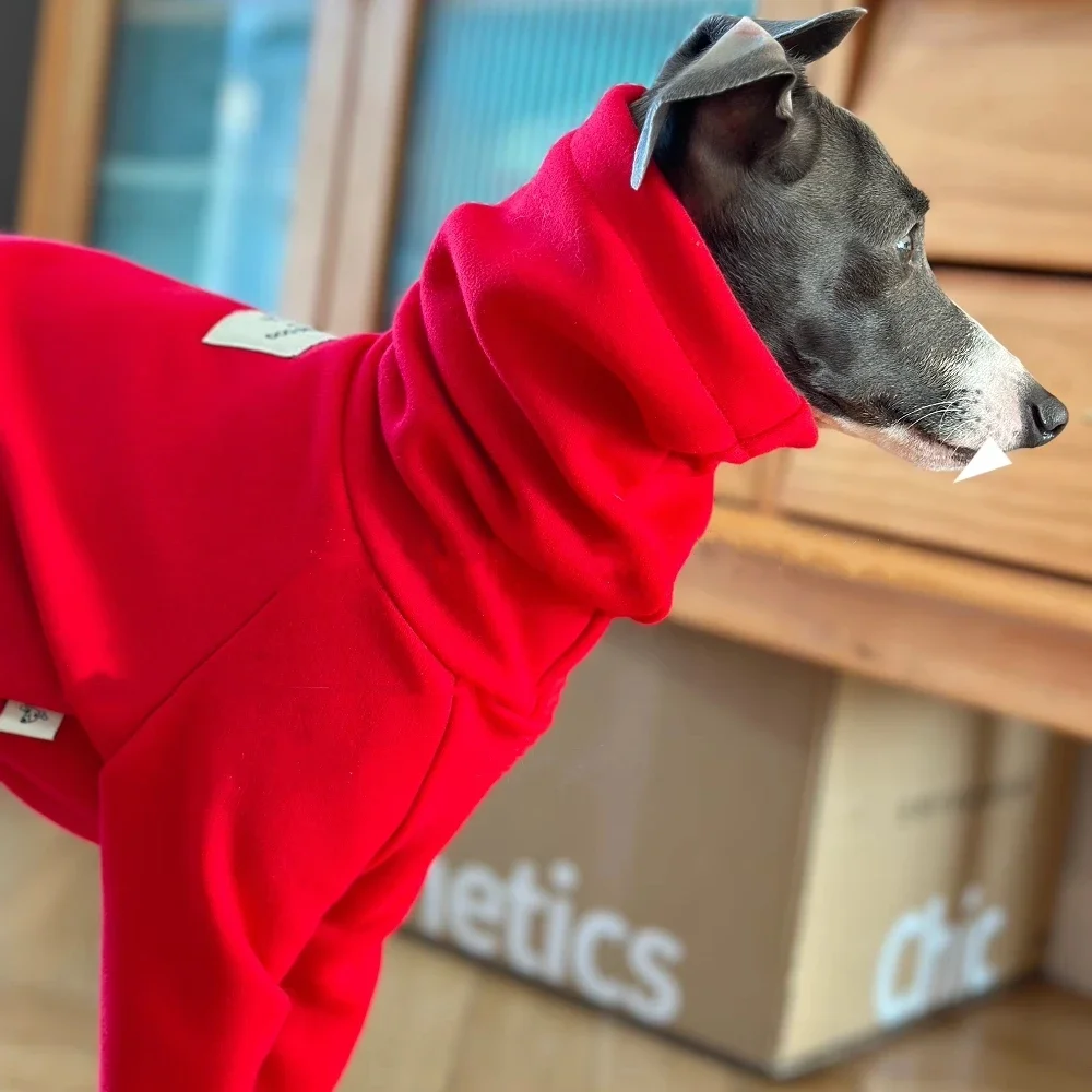 Warmer gelber Fleecepullover für Italien, Windhund, weiches 4-beiniges High-Neck-Sweatshirt, winddichter Wintermantel für Pudel, Teddy, mittelhoher Hund – Detail 11