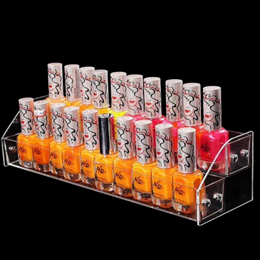 

2-layer optional Rack Acrylic Clear Nail Polish Cosmetic Varnish Display Stand Holder Manicure Tool Organizer Storage