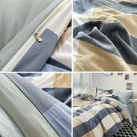Stripe Bedding Comforter Set with Pillowcase bed sheet Single Full Size Bed Linen Duvet Cover Set Queen/King Double Single Bed 4