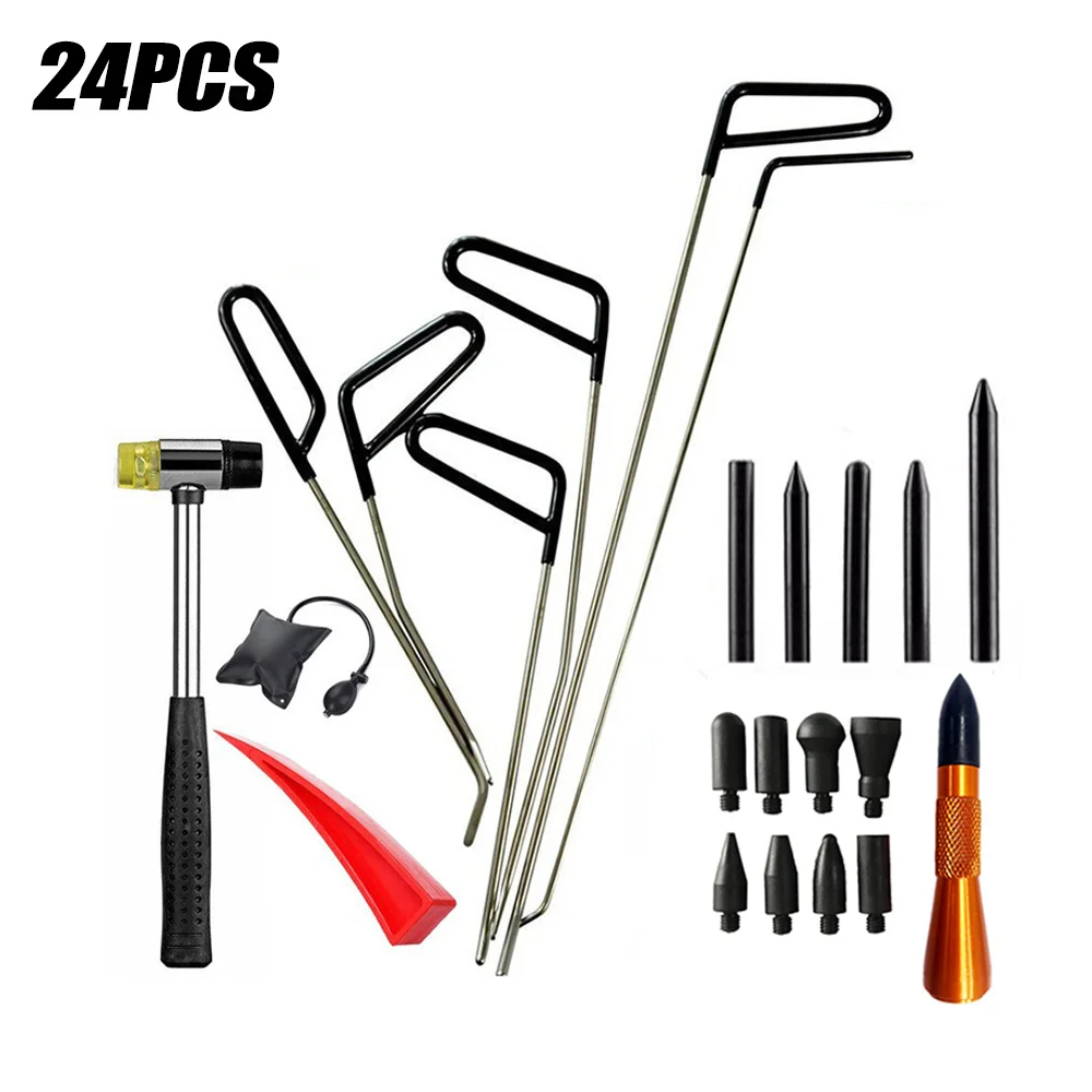 

Car Hail Remover Hooks Rods Repair Tool Paintless Dent Repairing Kit Auto Body Sheet Metal Dent Restore Dings Knock Down Pen Set