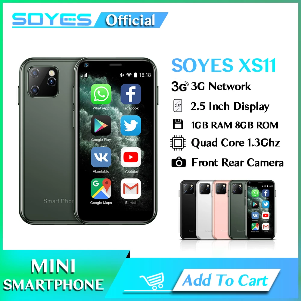 

SOYES XS11 Mini Cute Smart Phone 1GB RAM 8GB ROM 2.5 Inch MT6580A Quad Core Android 6.0 1000mAh 2.0MP Small Pocket Mobile Phone
