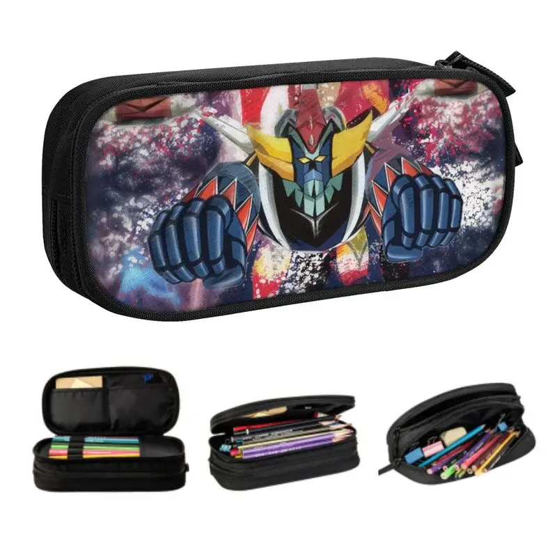 

Cool Mazinger Z Ufo Robot Anime Goldorak Grendizer Pencil Cases for Boys Gilrs Big Capacity Pencil Bag School Supplies