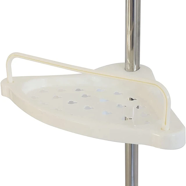 Polc Sarok Fürdőszoba Szervező Kosarak Műanyag Zuhany Sarokállvány Padlóig A Mennyezetig Feszítő Pólus Zuhanyzó - Image 4