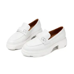 2024 Casual Fashion Women's Shoes Slip-On Design Loafers Shoes Genuine Leather Women's Shoes Concise Solid Ladies Flats