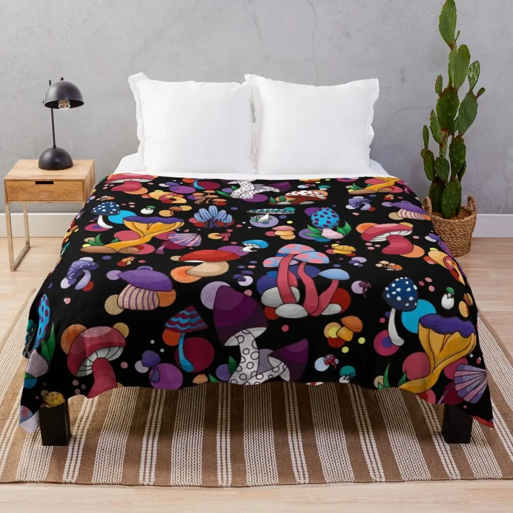 Mushroom Throw Blanket Comforter wednesday Plaid on the sofa Luxury Blankets