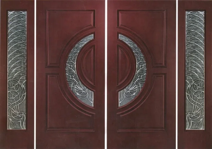 American Stylish Luxury Solid Wood Exterior Double Front Doors 6