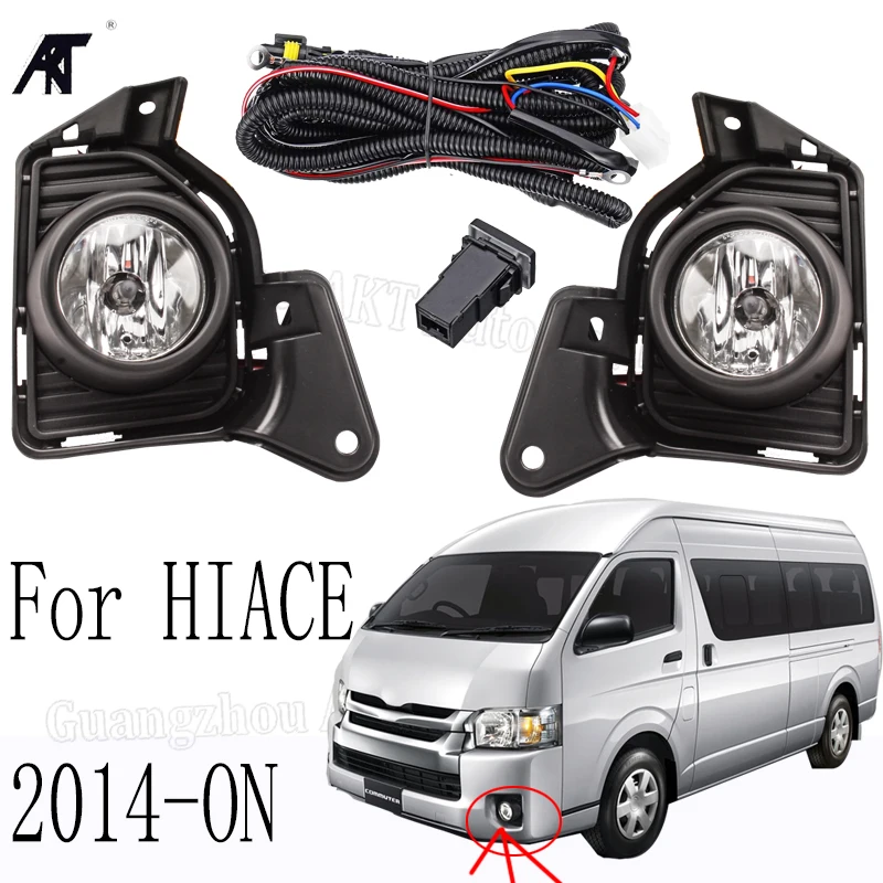 

Противотуманная лампа для toyota HIACE 2014-0N, передний бампер автомобиля, рабочая хромированная противотуманная фара, противотуманные фары