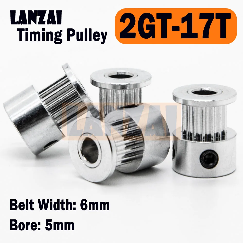 

LANZAI 2GT Timing Pulley 17 Teeth Bore 5mm Belt Width 6mm for Aluminium 17T K Type 17teeth Sheave 3D Printer GT2 2M